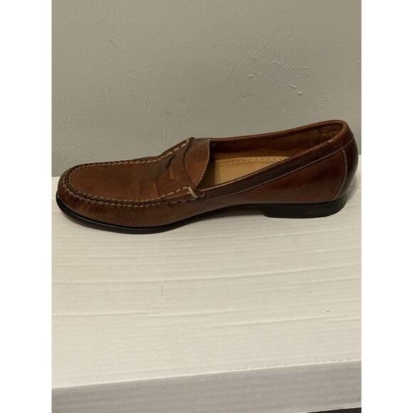 Martin Dingman Brown Leather Penny Loafers Men’s 11.5 Made in Brazil Dress Shoes - Picture 3 of 11